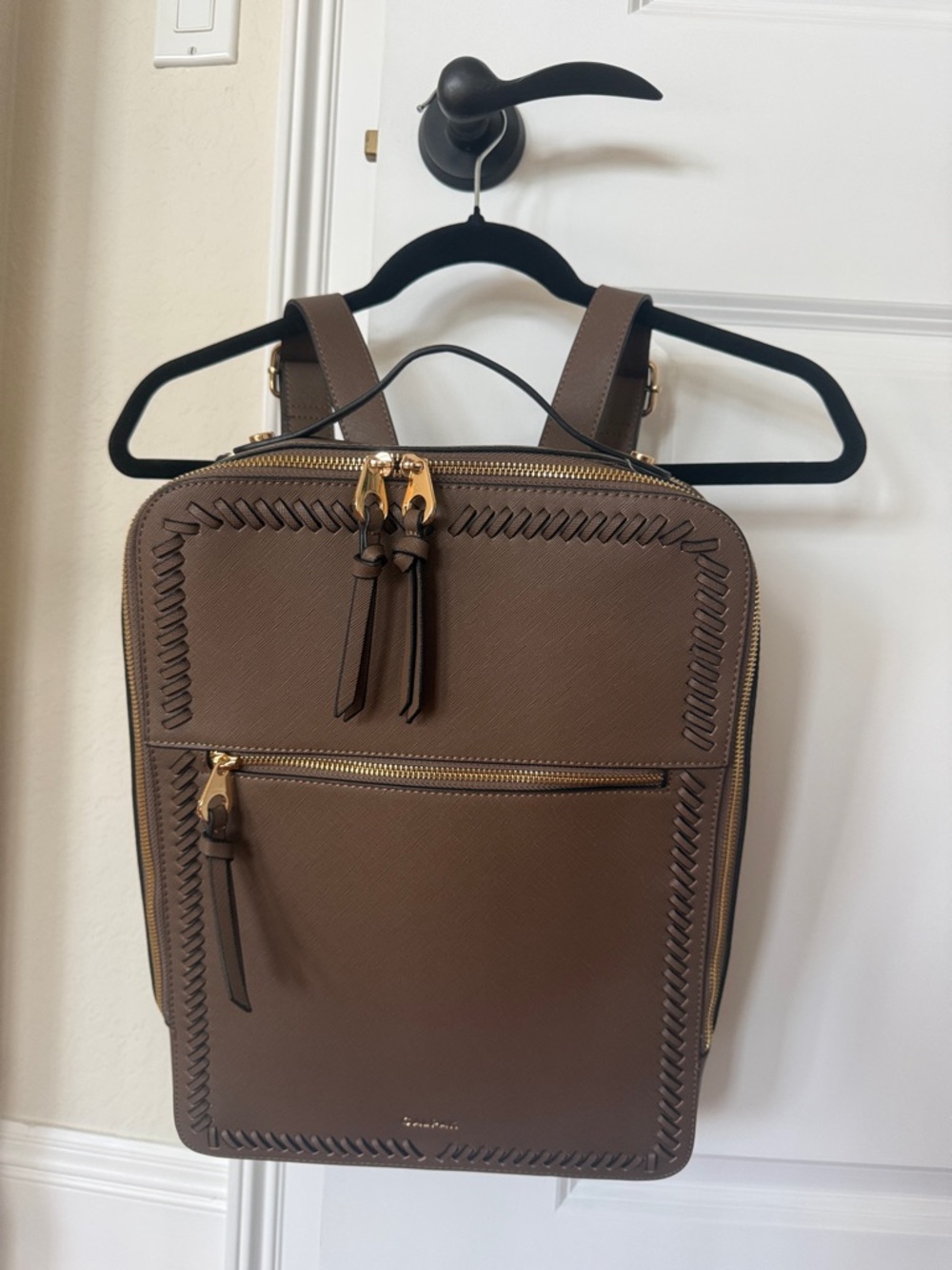 CALPAK Brown Backpack with Gold Hardware